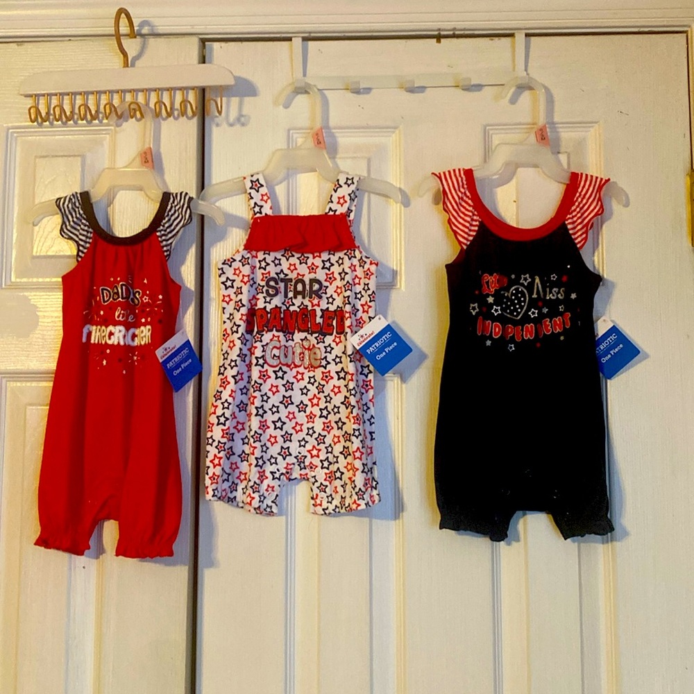 Way to Celebrate 4th of July infant girls one piece rompers; size: 0-3 months